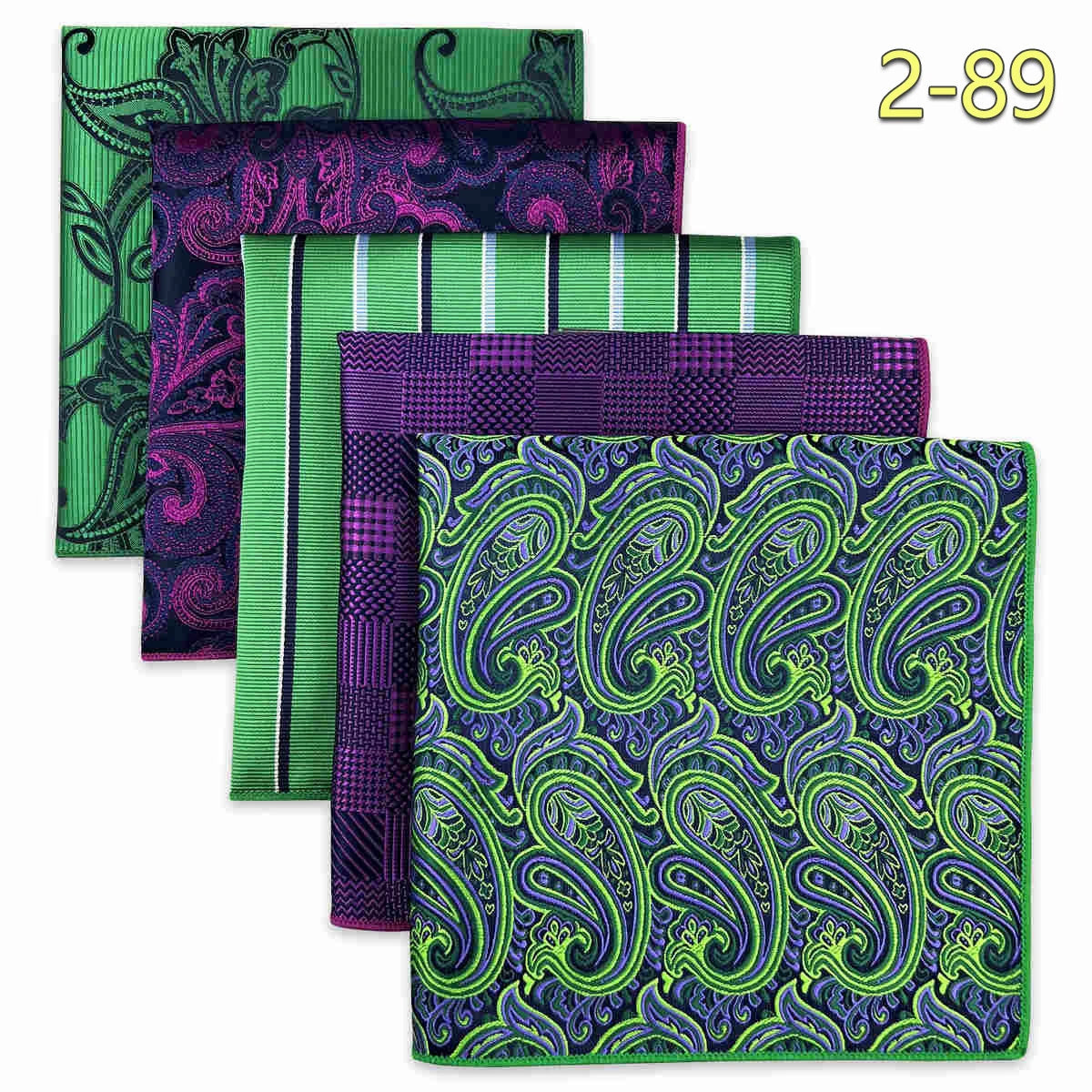 5 Pieces Colorful Assorted Mens Pocket Square Classic Handkerchief Set Gift