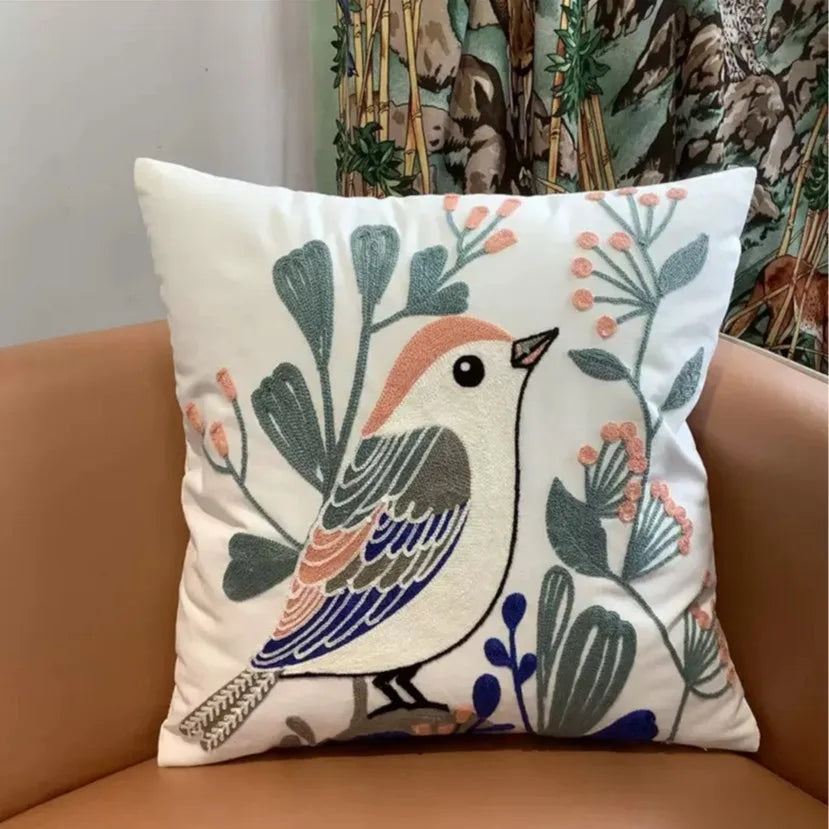 Embroidered flower pillowcase, natural style, modern and simple sofa head pillow