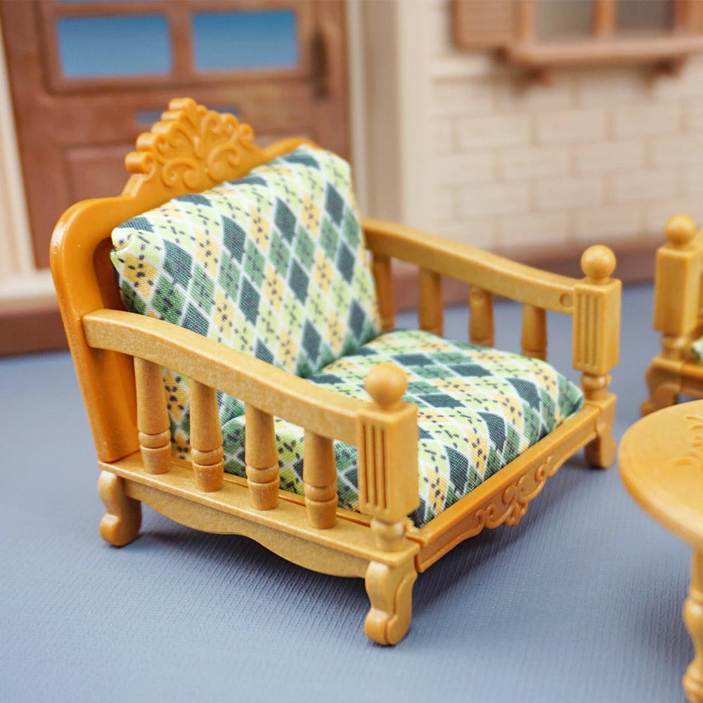 Dollhouse Furniture Kitchen Play Set Miniature Refrigerator 1:12 Mini Food Living Room Sofa Set Pretend Play  Accessores Toy