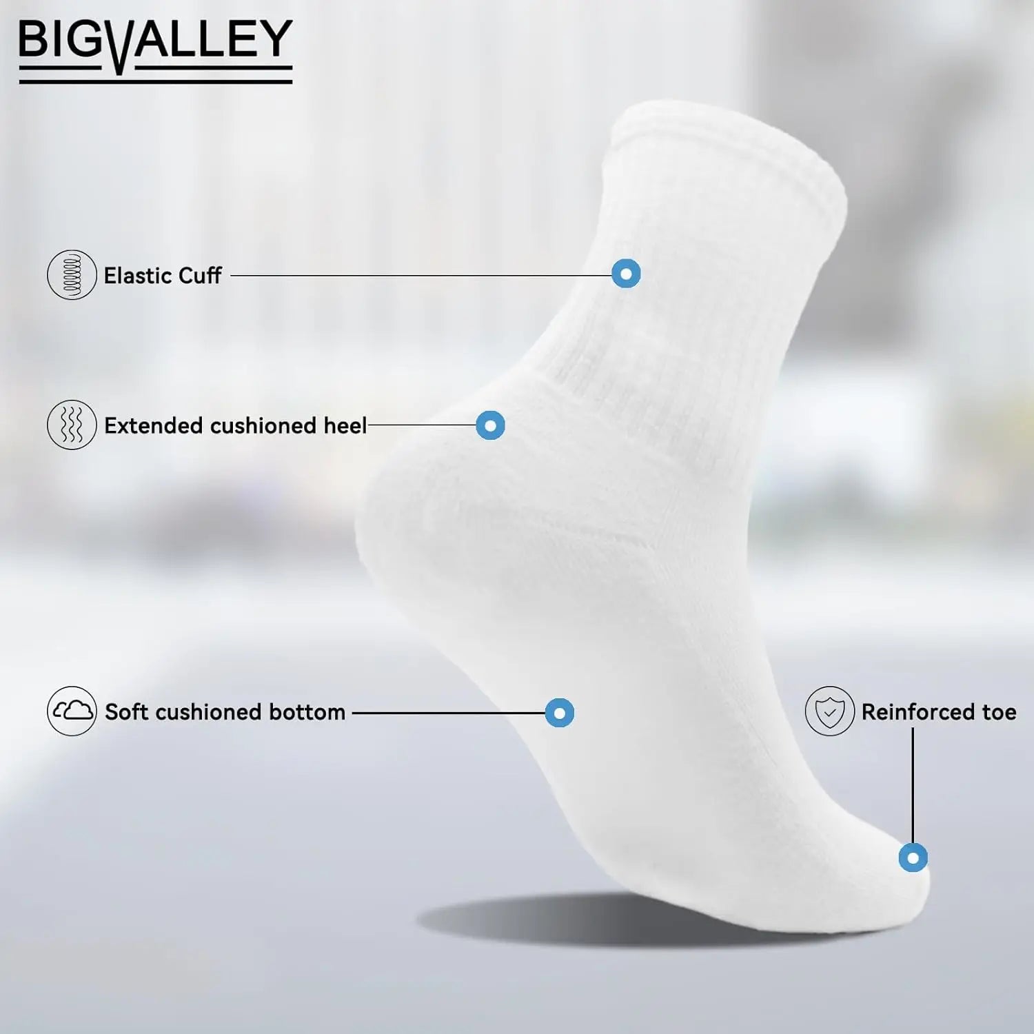 Men's must-have cotton dress socks, classic - cushioned athletic comfort for both casual and sporty use