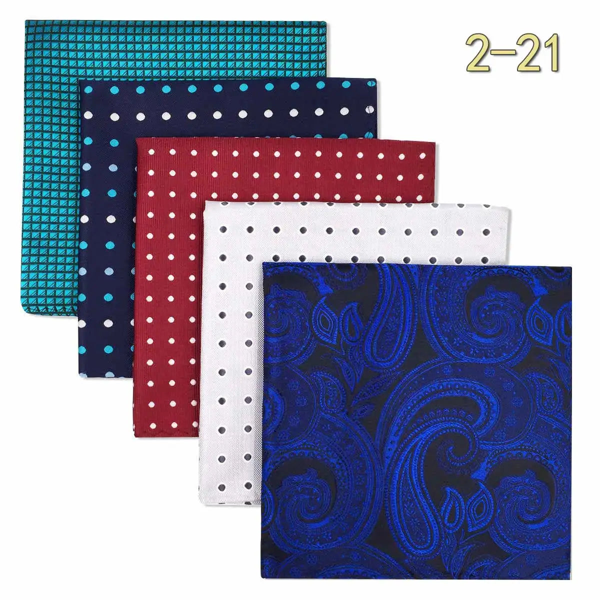 5 Pieces Colorful Assorted Mens Pocket Square Classic Handkerchief Set Gift