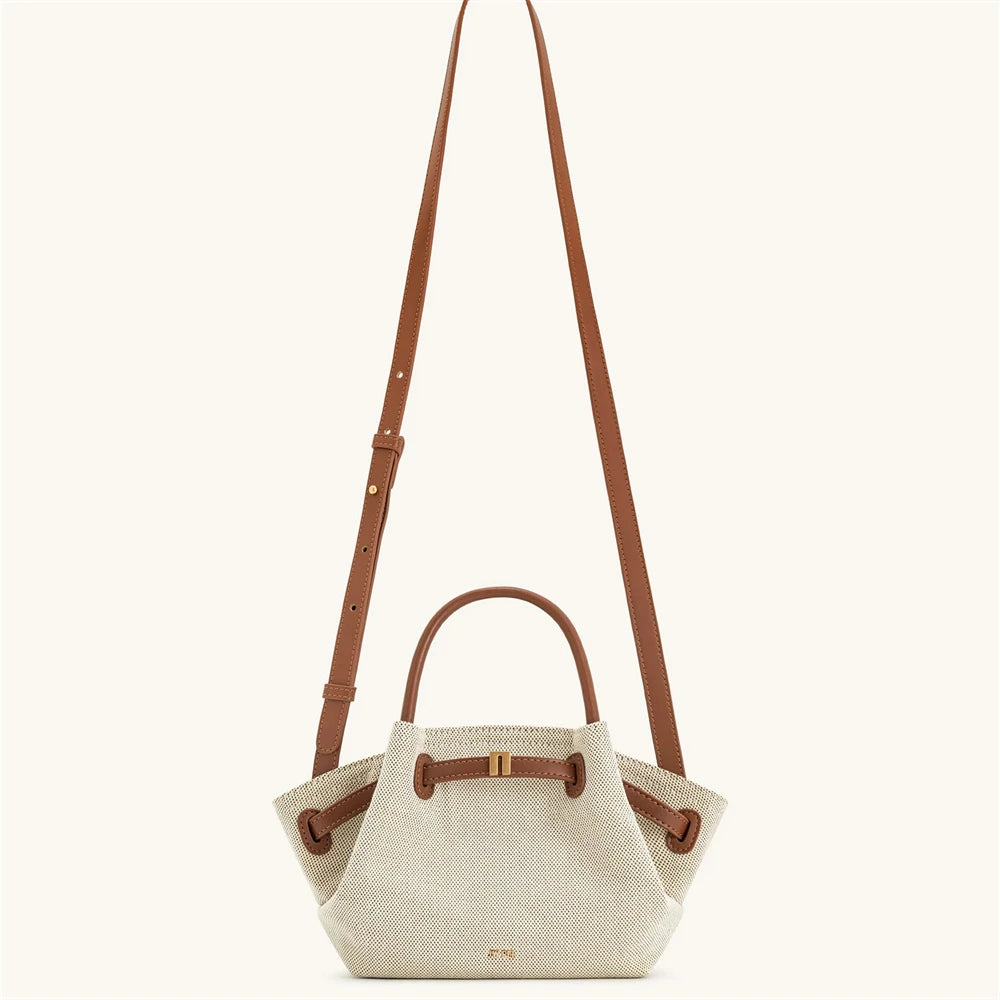 JW PEI 2025New Women's Canvas Brown Crossbody Shoulder Bag Mini Vegan Leather Tote Bag Handbag Dumpling Bag High Quality Leather