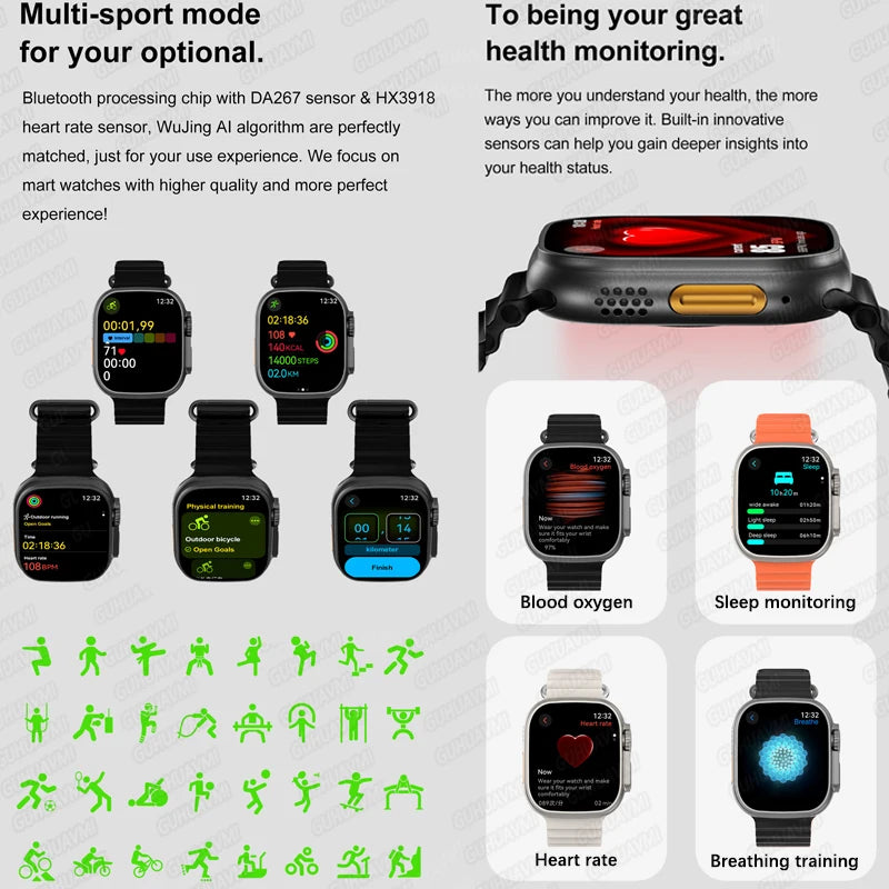 For Huawei IOS Men Watch UItra3 Original Smart Watch GPS 32GB Memory NFC APP Download Music Video Album Women BT Call Smartwatch