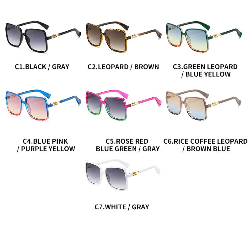 New Oversized Rectangle Sunglasses Women's Fashion Square Sun Glasses Men's Classic Vintage Eyewear UV400 Oculos De Sol