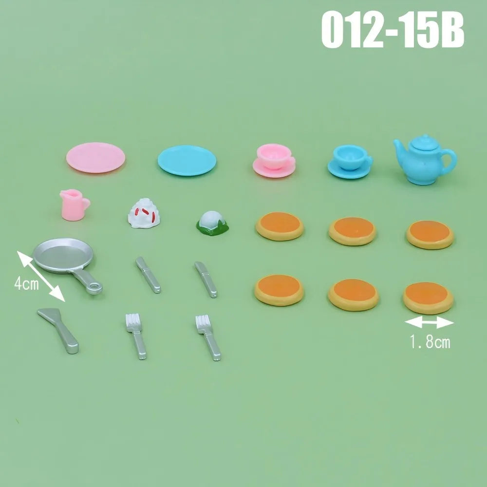 Dollhouse Furniture Kitchen Play Set Miniature Refrigerator 1:12 Mini Food Living Room Sofa Set Pretend Play  Accessores Toy