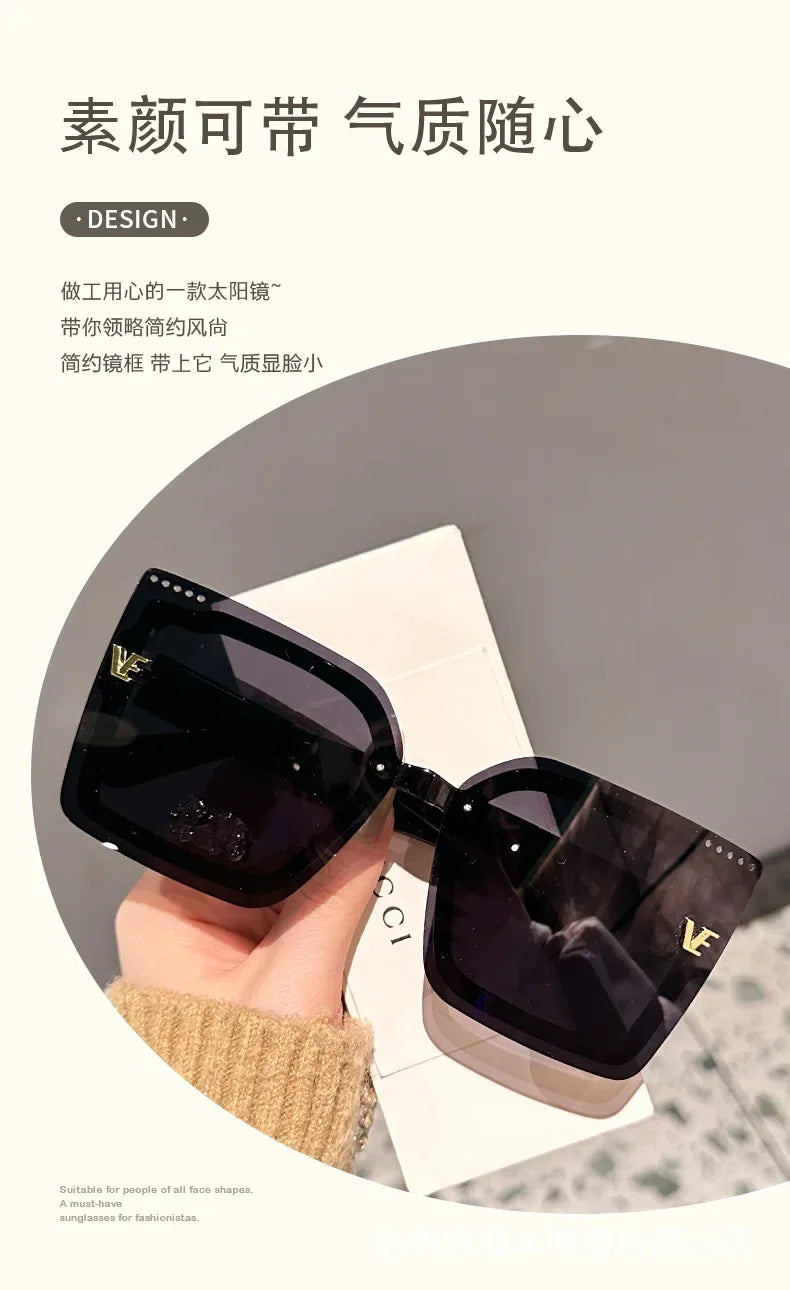 New Cool Rimeless Polarized Sunglasses Women Oversized Square Sun Glasses Ladies UV400 Classic Goggle Oculos De Sol Feminino