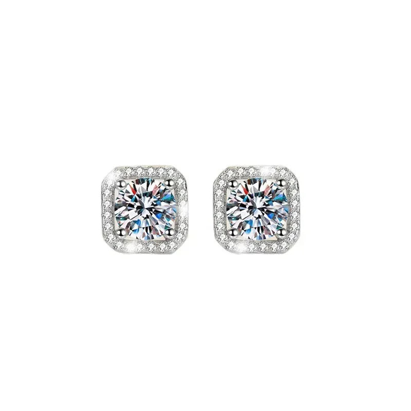 Diamond Earrings Mosonite Earring Square Bag Earrings marry Jewelry simple and fashionable party, Valentine's Day gift