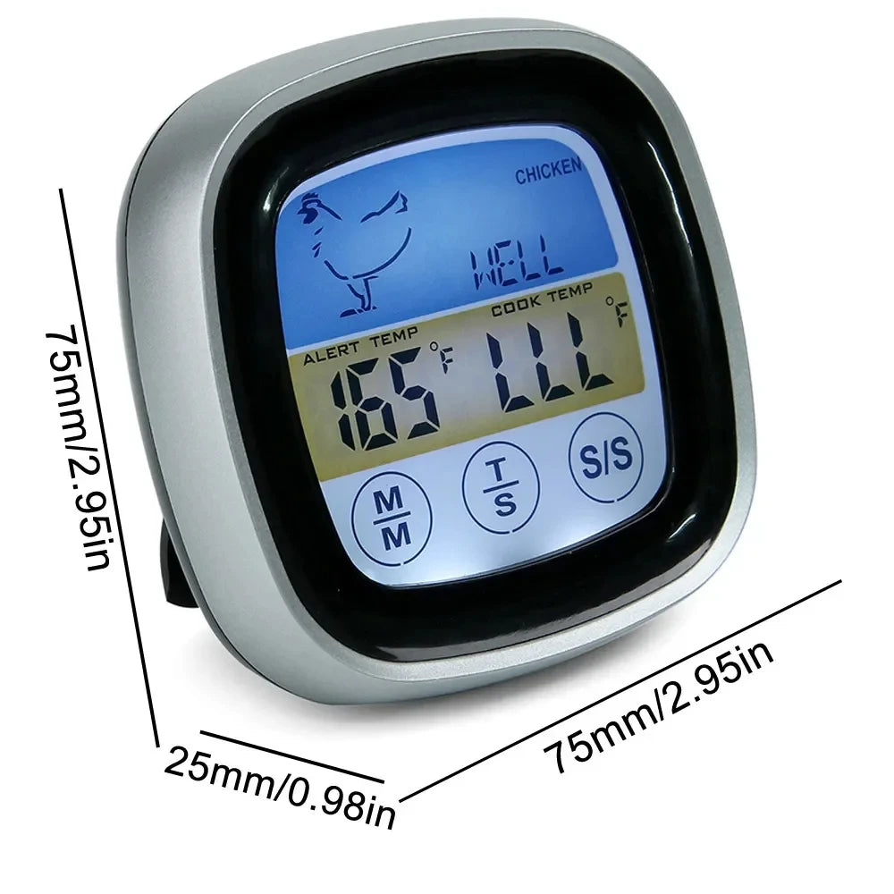 Digital Kitchen Thermometer Probe Touch Screen Meat Barbecue Food Temperature Measure Tool Steak BBQ Timer Cooking Tools