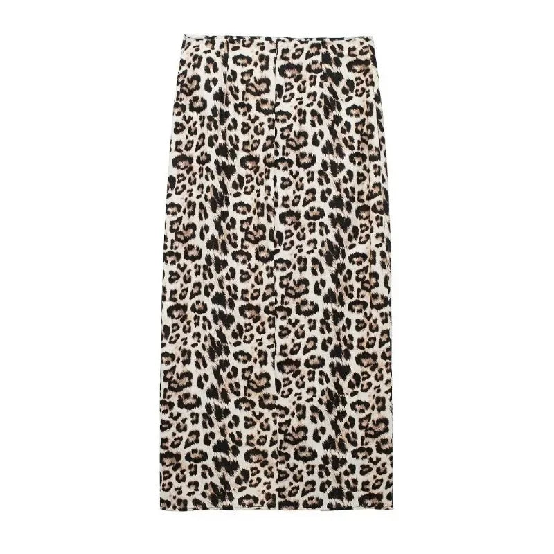New Fashion Animal Print Skirt Woman Skirts for Women Blended Animal Print Midi Slit Casual Sexy Skirt Summer Women Party Skirts