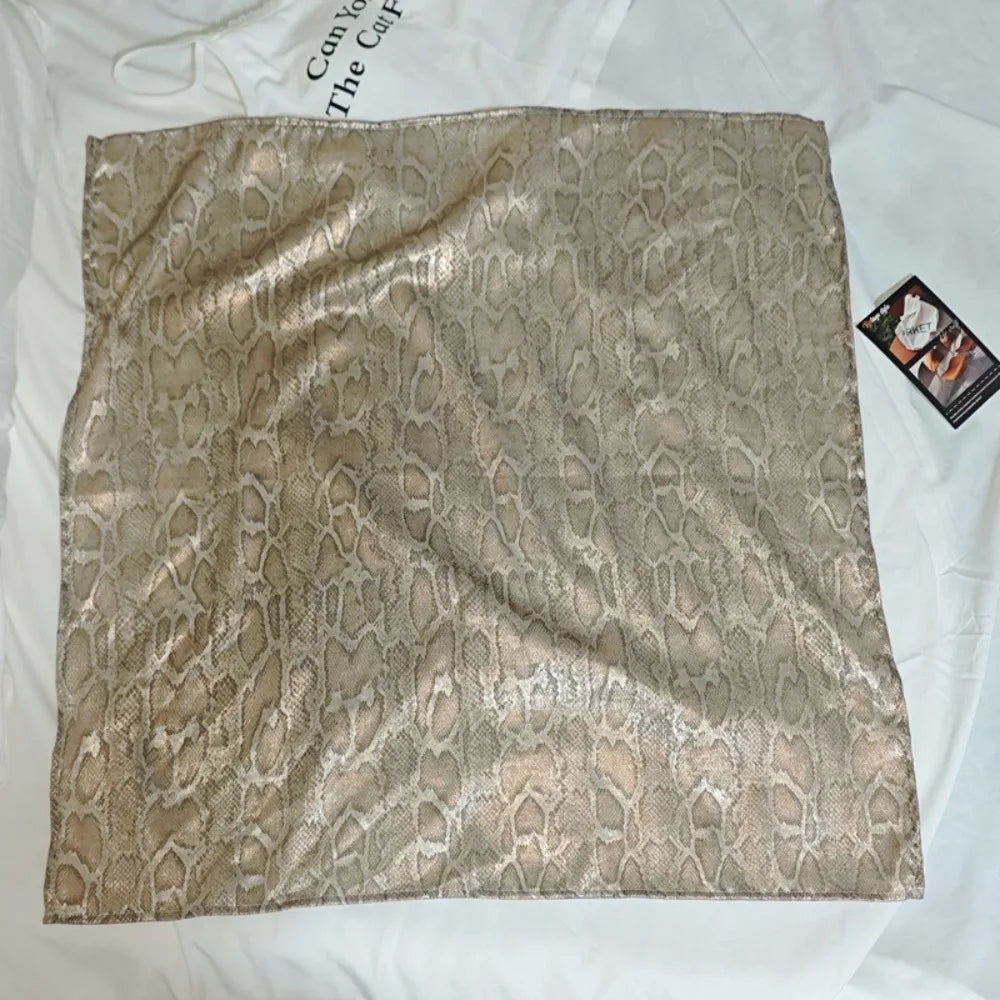 Fashion Y2K Snake Print Hair Scarf Soft Square Serpentine Hair Band Hip Hop Turban Snake Punk Bandana Girls