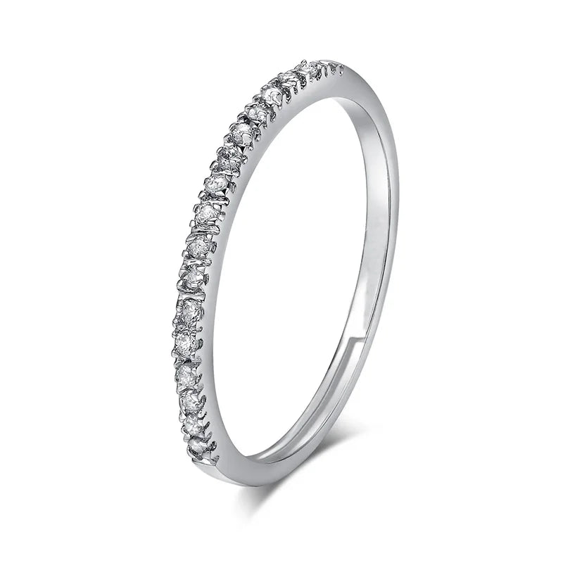 Adjustable Solitaire Rings for Women Bridal Classic Silver Color AAA+Cubic Zirconia Wedding Engagement Marriage Ring Jewelry