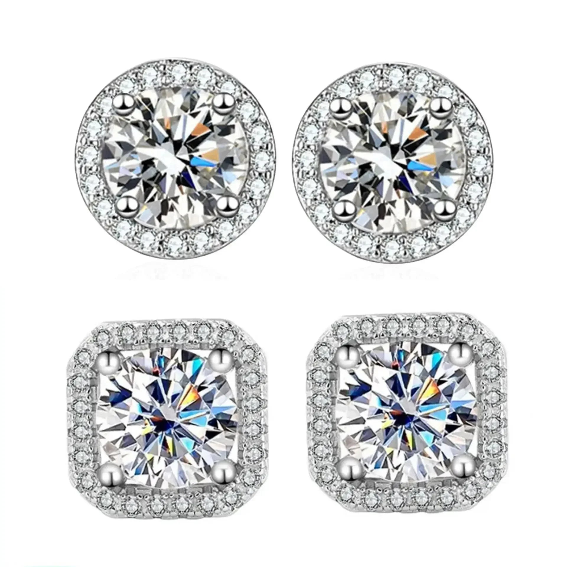 Diamond Earrings Mosonite Earring Square Bag Earrings marry Jewelry simple and fashionable party, Valentine's Day gift