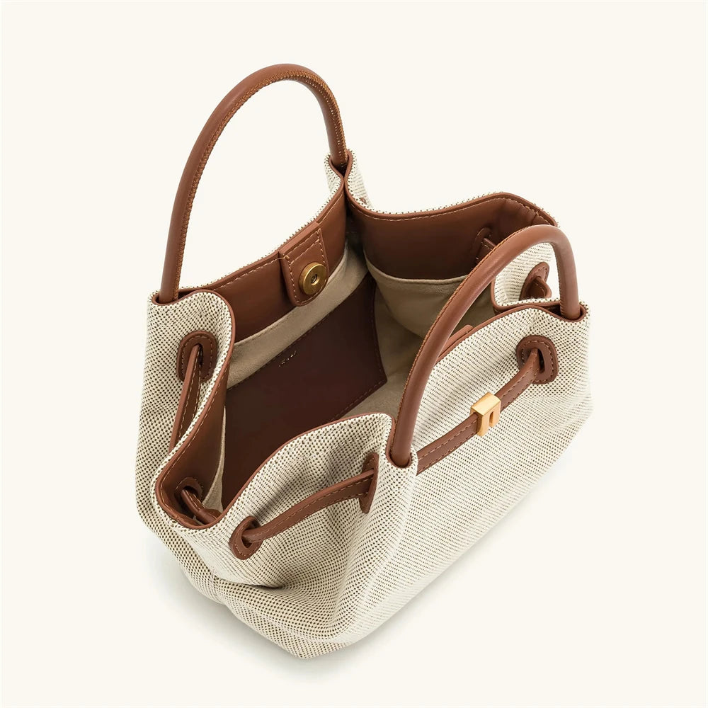 JW PEI 2025New Women's Canvas Brown Crossbody Shoulder Bag Mini Vegan Leather Tote Bag Handbag Dumpling Bag High Quality Leather
