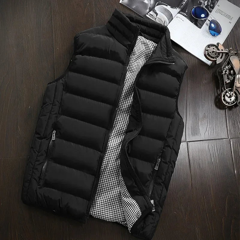 New Autumn Casual Sleeveless Vest Men Jacket Fashion Warm Windproof Cotton Coat Male Winter High Quality Clothing Men Waistcoat