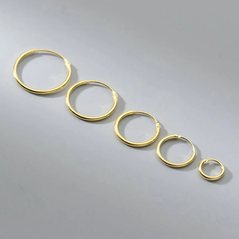 Real 925 Sterling Silver 1.2/1.5mm Wire Diameter Large Round Hoop Earrings for Women Classic Fine Jewelry Minimalist Accessories