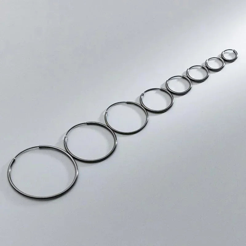 Real 925 Sterling Silver 1.2/1.5mm Wire Diameter Large Round Hoop Earrings for Women Classic Fine Jewelry Minimalist Accessories