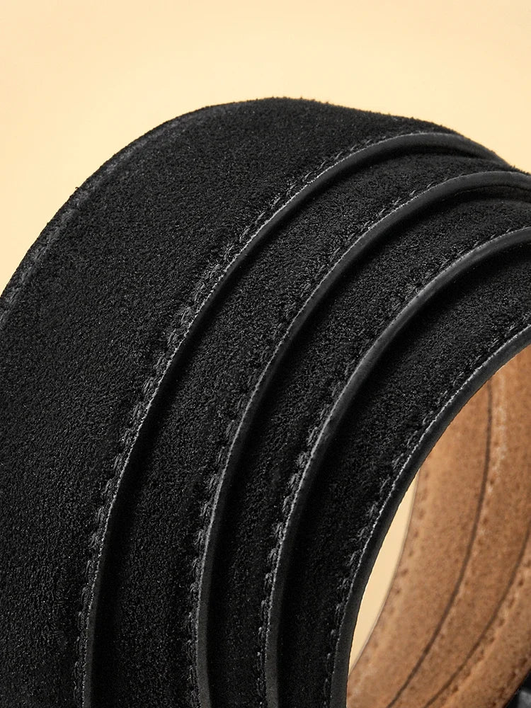 Suede Leather Automatic Buckle Belt for Men Adjustable Ratchet Belt Genuine Men's Leather Belts Fashion Designer Belt Men