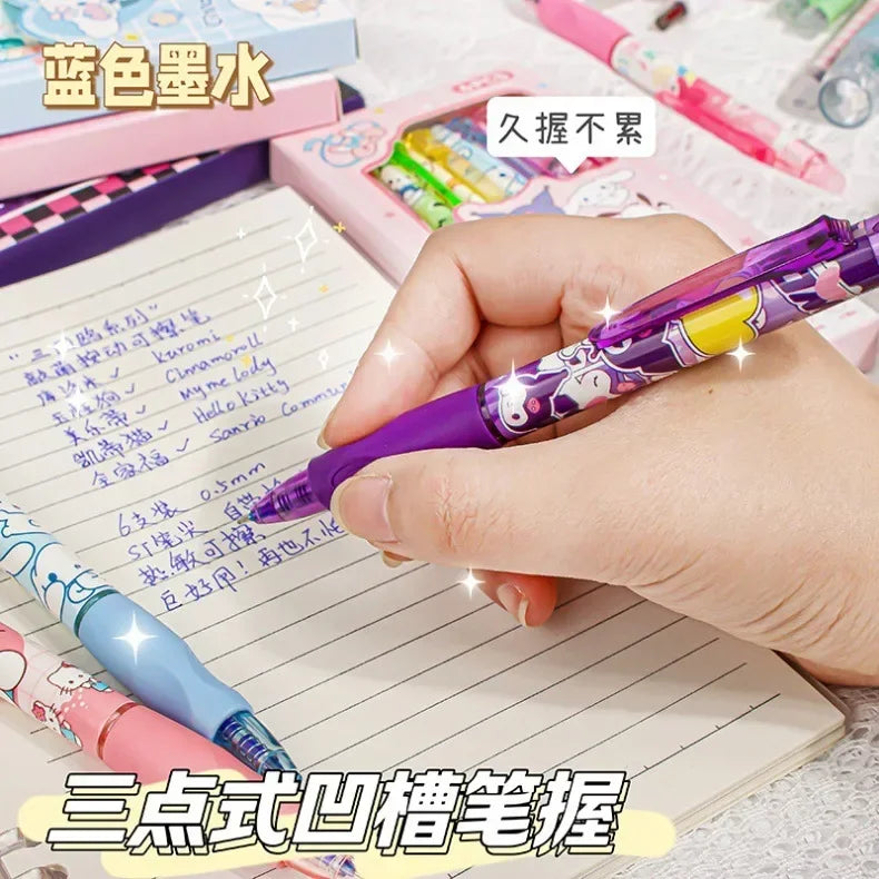Sanrio Blue Erasable Gel Pen My Melody Cinnamoroll Cute Click Pen Hello Kitty Girly Heart Student Stationery Birthday Gift