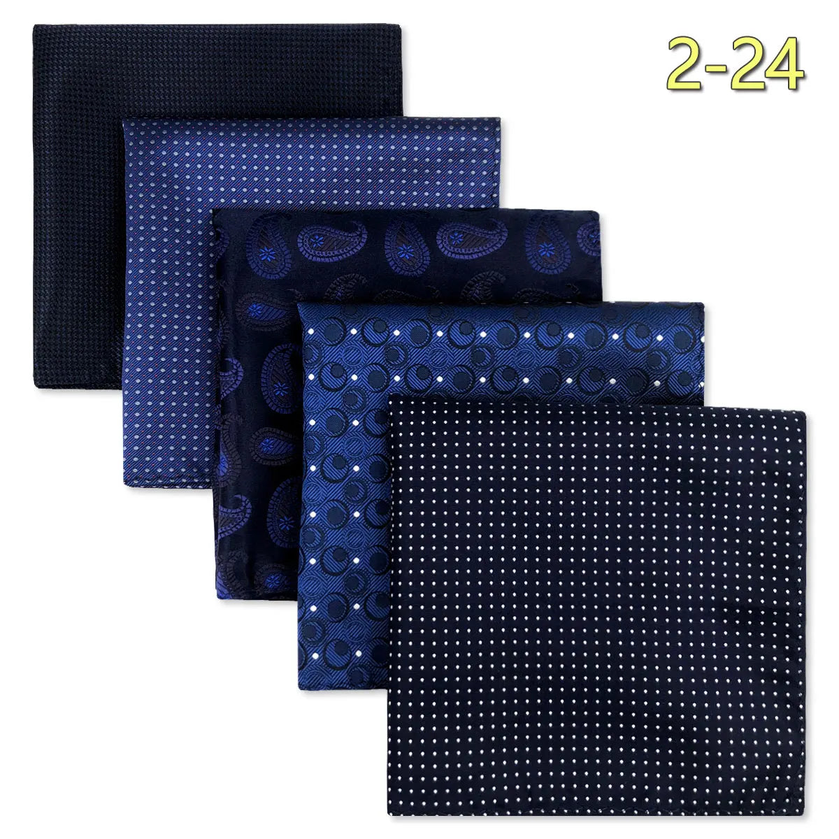 5 Pieces Colorful Assorted Mens Pocket Square Classic Handkerchief Set Gift