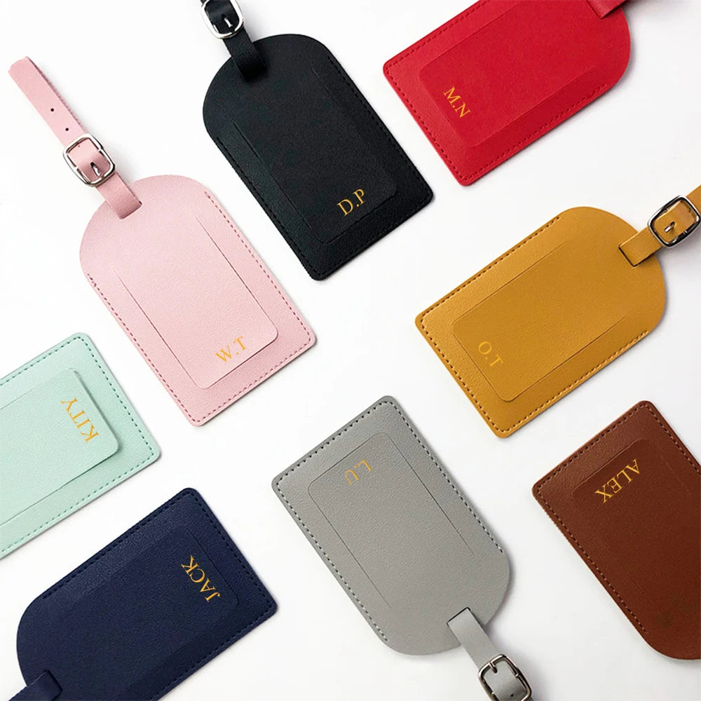 Personalize Initials Luggage Tag Custom Letters Men Women Suitcase Name Tag PU Airplane Labels Engrave Logo Travel Accessories