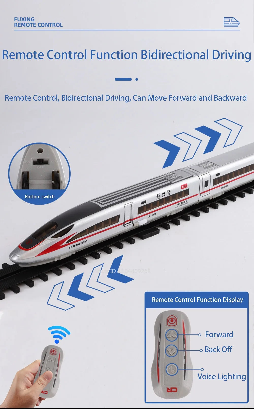 Scale 1:60 FuXing High-speed Railway Model Toy Car Remote Control Electric Simulation Voice Announcements Train Sound Light Gift