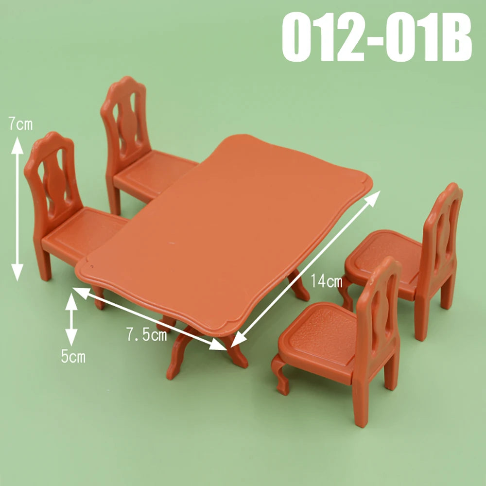 Dollhouse Furniture Kitchen Play Set Miniature Refrigerator 1:12 Mini Food Living Room Sofa Set Pretend Play  Accessores Toy