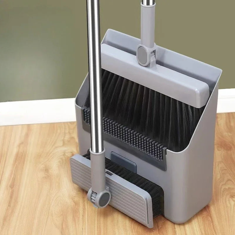 3-in-1 Foldable Broom Set – Durable Soft Bristle & Dustpan